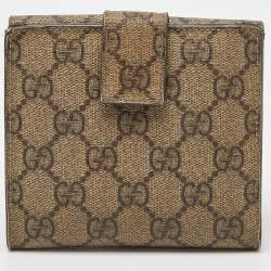 Gucci Beige GG Supreme Canvas Interlocking G French Flap Wallet