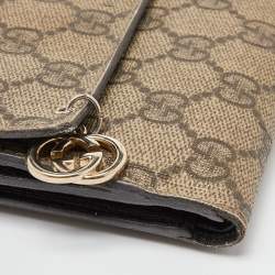 Gucci Beige GG Supreme Canvas Interlocking G French Flap Wallet