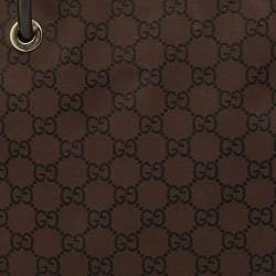 Pre Owned Gucci Dark Brown GG Nylon and Leather Gifford Tote