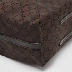 Pre Owned Gucci Dark Brown GG Nylon and Leather Gifford Tote