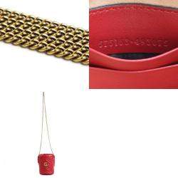 Pre Owned Gucci Red Leather GG Marmont Bucket Bag