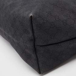 Pre Owned Gucci Black GG Canvas and Leather Bamboo Tassel Shopper Tote