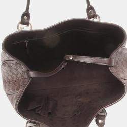 Pre Owned Gucci Brown Leather Guccissima Twins Tote Bag