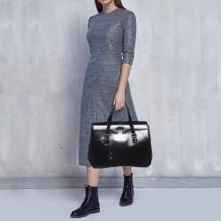 Pre Owned Gucci Black Glossy Leather Large Lady Lock Satchel
