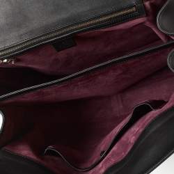 Pre Owned Gucci Black Glossy Leather Large Lady Lock Satchel