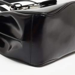 Pre Owned Gucci Black Glossy Leather Large Lady Lock Satchel