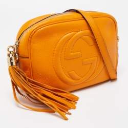 Pre Owned Gucci Mustard Yellow Leather Small Soho Disco Shoulder Bag