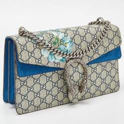 مملوكة مسبقًا Gucci Blue/Beige GG Supreme Canvas and Suede Small Dionysus Blooms Shoulder Bag