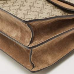 Gucci Beige GG Supreme Canvas and Suede Medium Dionysus Shoulder Bag