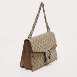 Gucci Beige GG Supreme Canvas and Suede Medium Dionysus Shoulder Bag