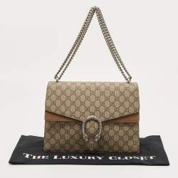 Gucci Beige GG Supreme Canvas and Suede Medium Dionysus Shoulder Bag