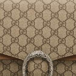 Gucci Beige GG Supreme Canvas and Suede Medium Dionysus Shoulder Bag