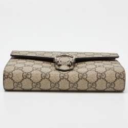 Gucci Beige GG Supreme Canvas and Leather Dionysus Wallet On Chain