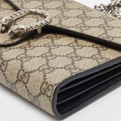 Gucci Beige GG Supreme Canvas and Leather Dionysus Wallet On Chain