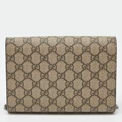 Gucci Beige GG Supreme Canvas and Leather Dionysus Wallet On Chain