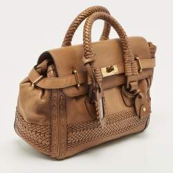 Pre Owned Gucci Brown Leather Handmade Top Handle Bag