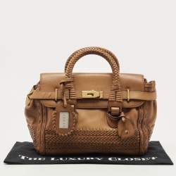 Pre Owned Gucci Brown Leather Handmade Top Handle Bag