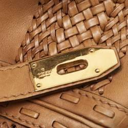 Pre Owned Gucci Brown Leather Handmade Top Handle Bag