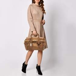 Pre Owned Gucci Brown Leather Handmade Top Handle Bag