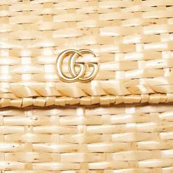 Pre Owned Gucci Beige Glazed Wicker Mini Cestino Shoulder Bag