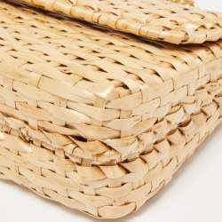 Pre Owned Gucci Beige Glazed Wicker Mini Cestino Shoulder Bag