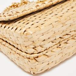 Pre Owned Gucci Beige Glazed Wicker Mini Cestino Shoulder Bag