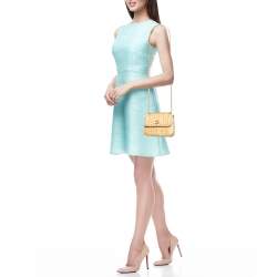 Pre Owned Gucci Beige Glazed Wicker Mini Cestino Shoulder Bag