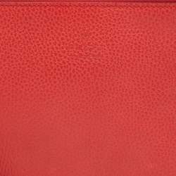 Gucci Red Leather Bamboo Tassel Zip Pouch