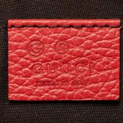 Gucci Red Leather Bamboo Tassel Zip Pouch