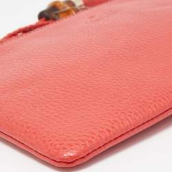 Gucci Red Leather Bamboo Tassel Zip Pouch