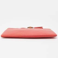 Gucci Red Leather Bamboo Tassel Zip Pouch