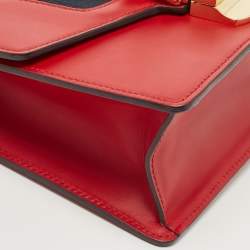 مملوكة مسبقًا Gucci Red Leather Mini Web Chain Sylvie Crossbody Bag