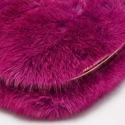 Pre Owned Gucci Purple Fur Chain Clutch