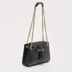 Gucci Black Guccissima Leather Small Emily Chain Shoulder Bag