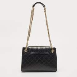 Gucci Black Guccissima Leather Small Emily Chain Shoulder Bag