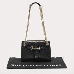 Gucci Black Guccissima Leather Small Emily Chain Shoulder Bag