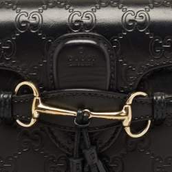 Gucci Black Guccissima Leather Small Emily Chain Shoulder Bag