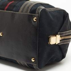 Pre Owned Gucci Black GG Canvas Web Aviatrix Medium Boston Bag