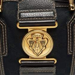Pre Owned Gucci Black GG Canvas Web Aviatrix Medium Boston Bag