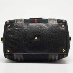 Pre Owned Gucci Black GG Canvas Web Aviatrix Medium Boston Bag