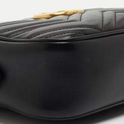 Pre Owned Gucci Black Matelasse Leather Small GG Marmont Shoulder Bag