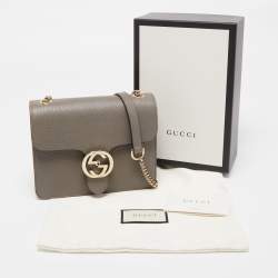 Gucci Grey Leather Dollar Interlocking G Crossbody Bag
