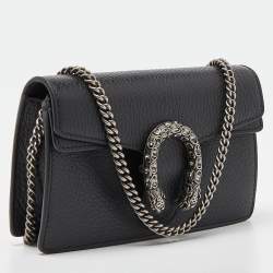 Gucci Black Leather Dionysus Super Mini Wallet on Chain