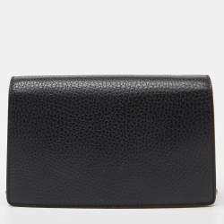 Gucci Black Leather Dionysus Super Mini Wallet on Chain