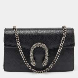 Gucci Black Leather Dionysus Super Mini Wallet on Chain