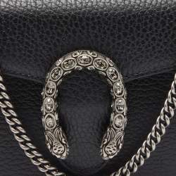 Gucci Black Leather Dionysus Super Mini Wallet on Chain