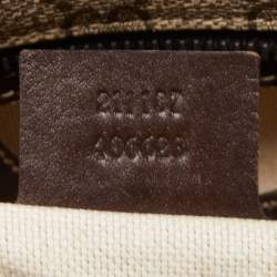 Pre Owned Gucci Ebony/Beige GG Supreme Canvas Zip Tote