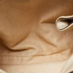 Pre Owned Gucci Off White/Beige GG Canvas and Leather Medium Sukey Tote