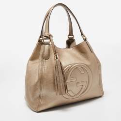 Gucci Gold Leather Medium Soho Tote