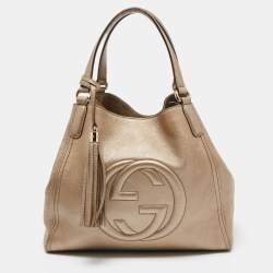 Gucci Gold Leather Medium Soho Tote